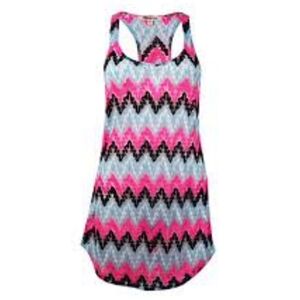 Miken Crochet Chevron Tank Dress Swim Cover-Up